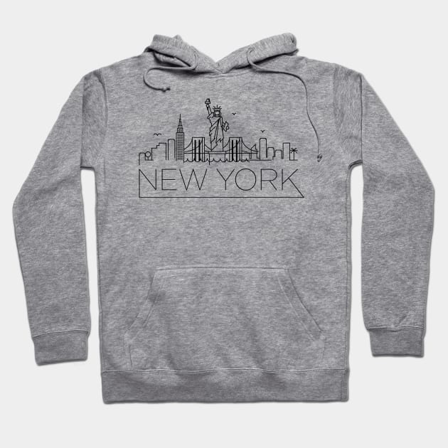 New York Minimal Skyline Hoodie by kursatunsal